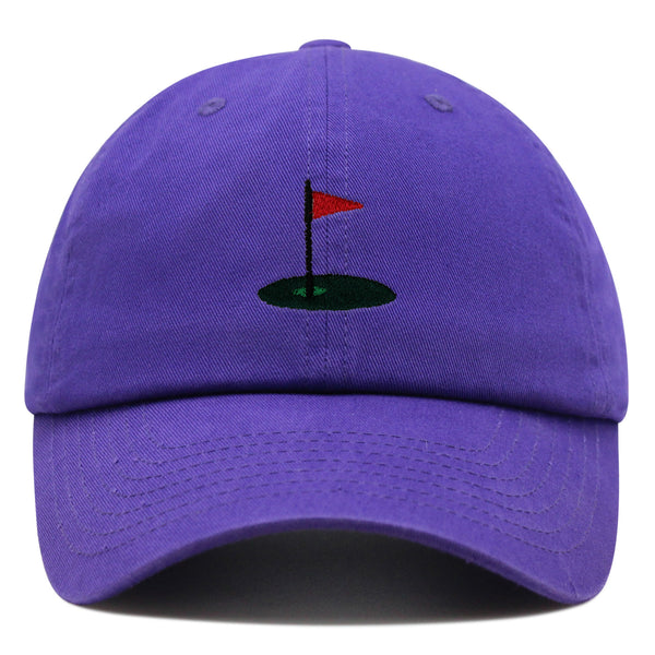 Golf Cup Premium Dad Hat Embroidered Baseball Cap Golf Ball Hole Flagstick Pin