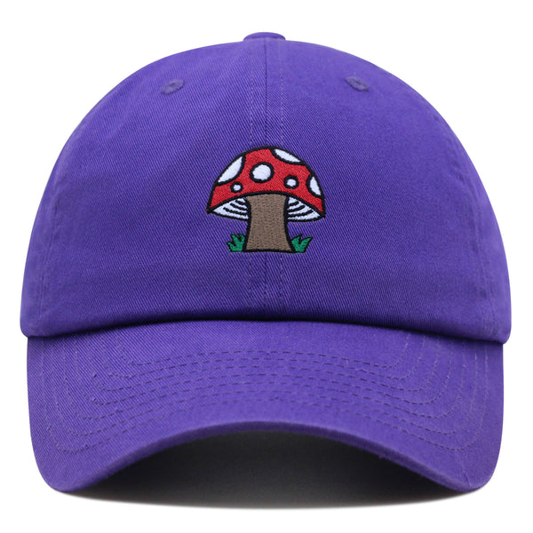 Mushrooms Premium Dad Hat Embroidered Baseball Cap White Polka Dot