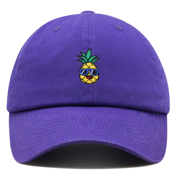 Smiling Pineapple Premium Dad Hat Embroidered Cotton Baseball Cap Sunglasses