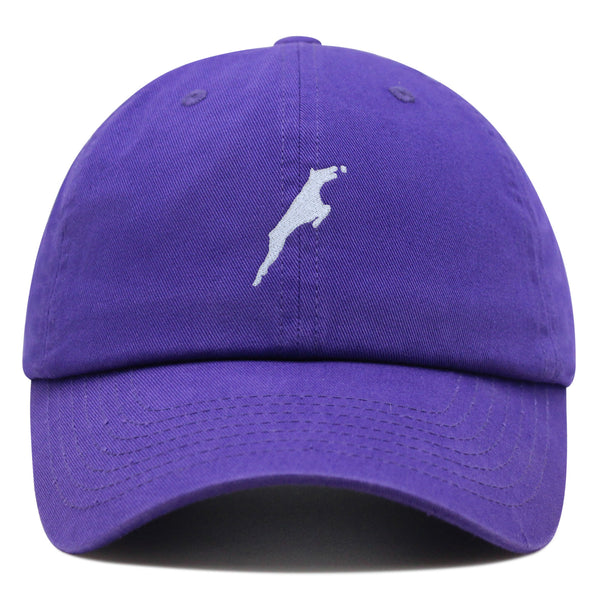 Jumping Dog Silhouette Premium Dad Hat Embroidered Cotton Baseball Cap Outline