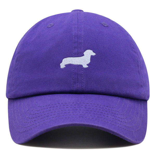 Dachshund Silhouette Premium Dad Hat Embroidered Cotton Baseball Cap Outline