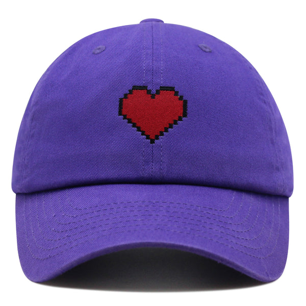 Pixel Heart Premium Dad Hat Embroidered Cotton Baseball Cap