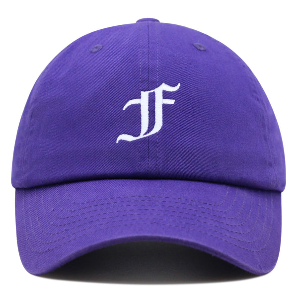 Old English Letter F Premium Dad Hat Embroidered Cotton Baseball Cap English Alphabet