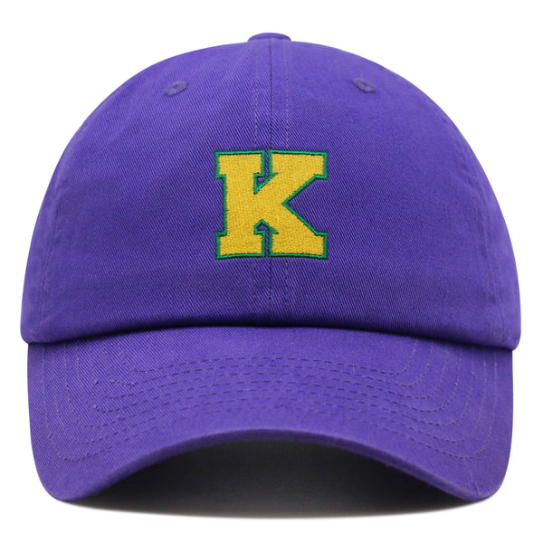 Initial K College Letter Premium Dad Hat Embroidered Cotton Baseball Cap Yellow Alphabet