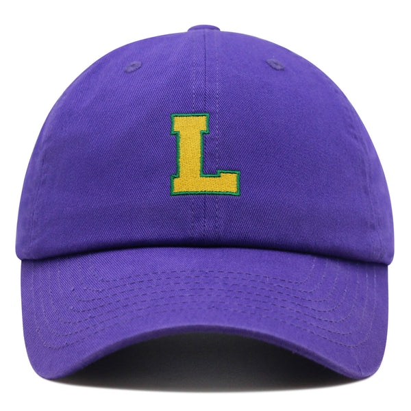 Initial L College Letter Premium Dad Hat Embroidered Cotton Baseball Cap Yellow Alphabet