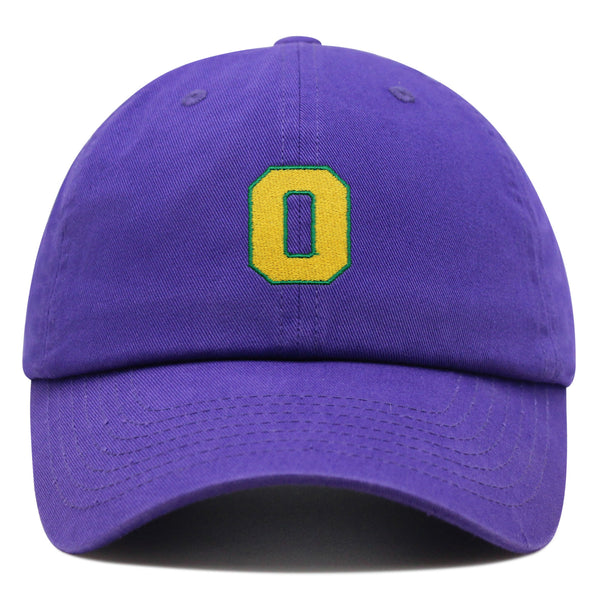 Initial O College Letter Premium Dad Hat Embroidered Cotton Baseball Cap Yellow Alphabet