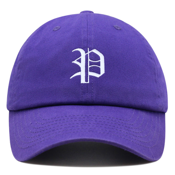 Old English Letter P Premium Dad Hat Embroidered Cotton Baseball Cap English Alphabet