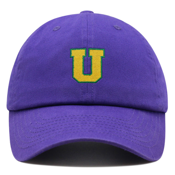 Initial U College Letter Premium Dad Hat Embroidered Cotton Baseball Cap Yellow Alphabet