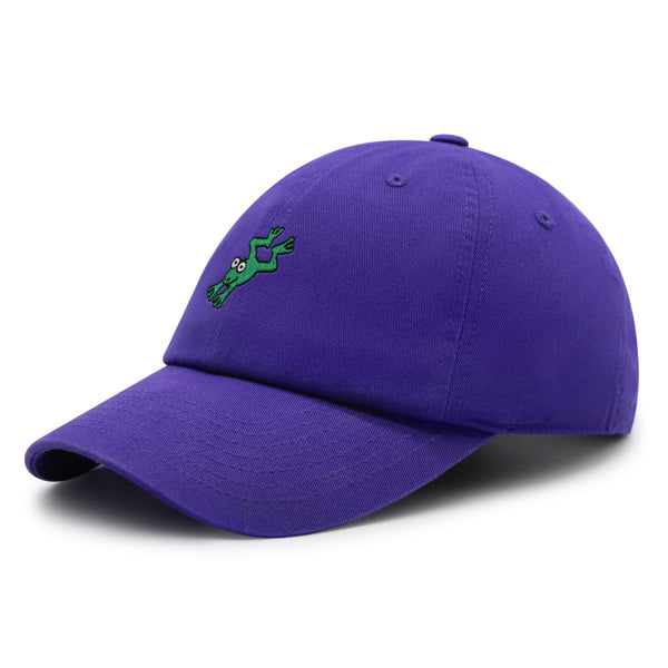 Frog Jumping Premium Dad Hat Embroidered Cotton Baseball Cap Funny Cute