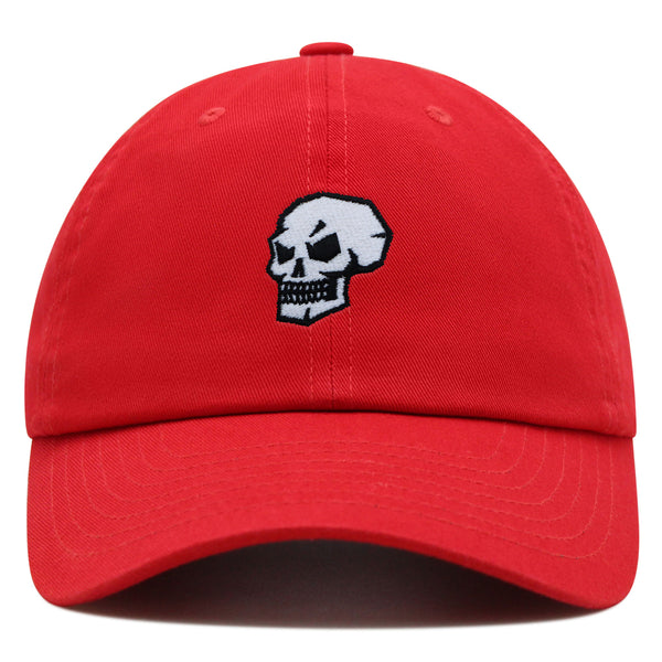 Skull Side View Premium Dad Hat Embroidered Baseball Cap Grunge