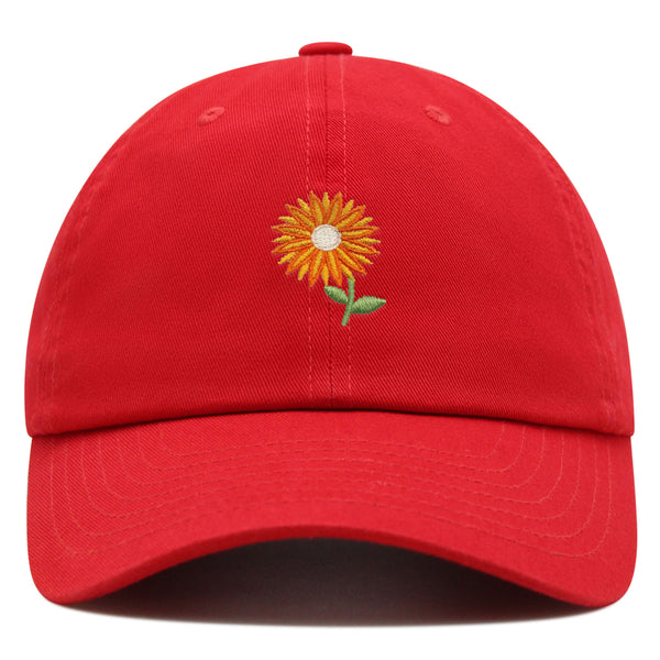 Orange Flower Premium Dad Hat Embroidered Baseball Cap Floral