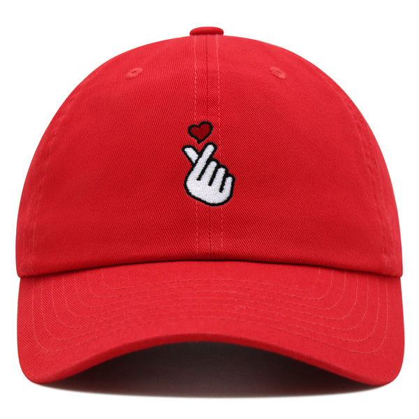 Korean Heart Finger Premium Dad Hat Embroidered Baseball Cap Korea Sign