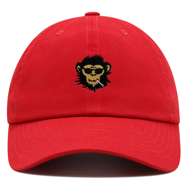 Smoking Monkey Premium Dad Hat Embroidered Baseball Cap Wild Animal Funny