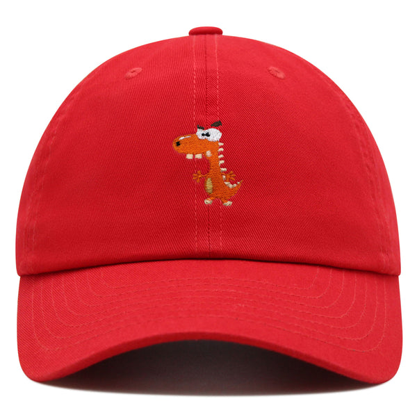 Funny Orange Dinosaur Premium Dad Hat Embroidered Baseball Cap  Funny Dino