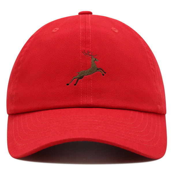 Deer Premium Dad Hat Embroidered Baseball Cap Hunting Jumping