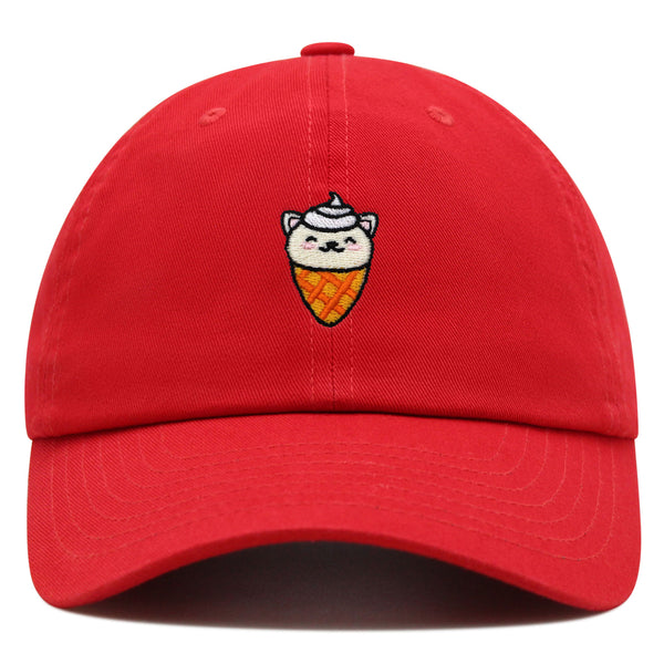 Ice Cream Cat Premium Dad Hat Embroidered Baseball Cap Ice Cream Foodie