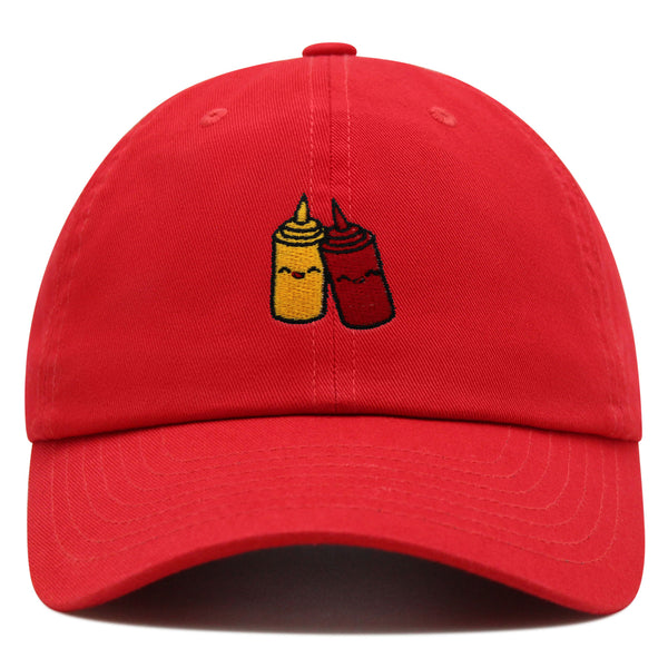 Ketchup and Mustard Premium Dad Hat Embroidered Baseball Cap Foodie Sauces Ketchut Mustard