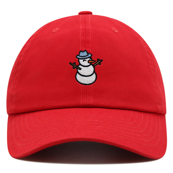 Snowman Premium Dad Hat Embroidered Baseball Cap Winter Snow