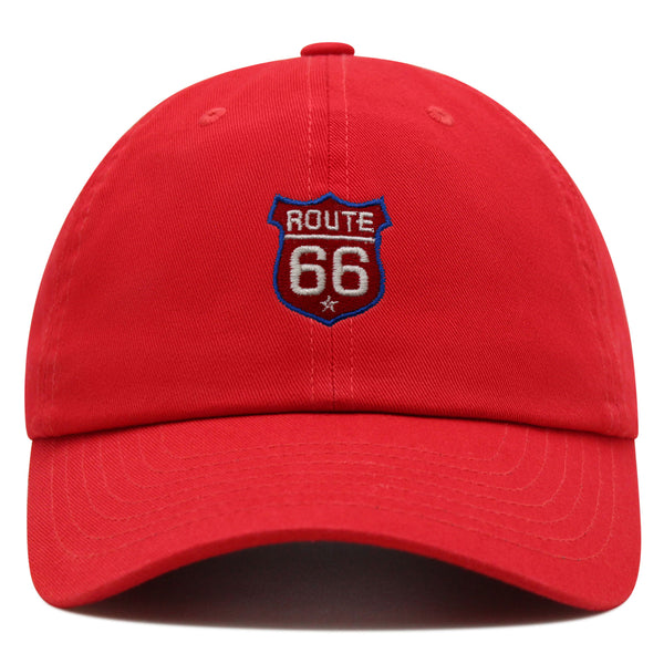 Route 66 Premium Dad Hat Embroidered Baseball Cap Roadtrip Highway 66