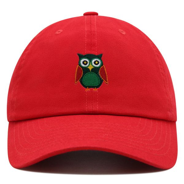 Owl Premium Dad Hat Embroidered Baseball Cap Bird Green