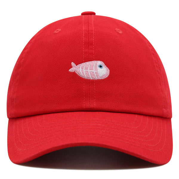 Fishbone Premium Dad Hat Embroidered Baseball Cap Pink Bone