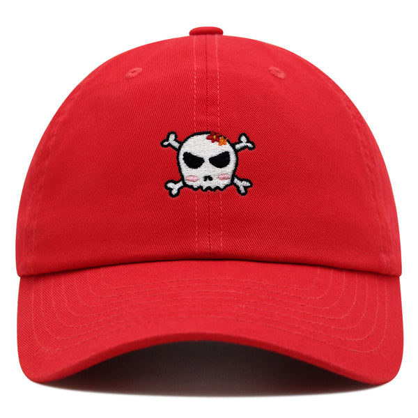 Skull Premium Dad Hat Embroidered Baseball Cap Ribbon Girly