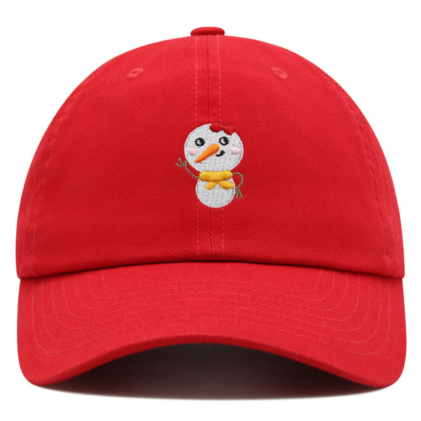 Snowman Premium Dad Hat Embroidered Baseball Cap Winter Snow