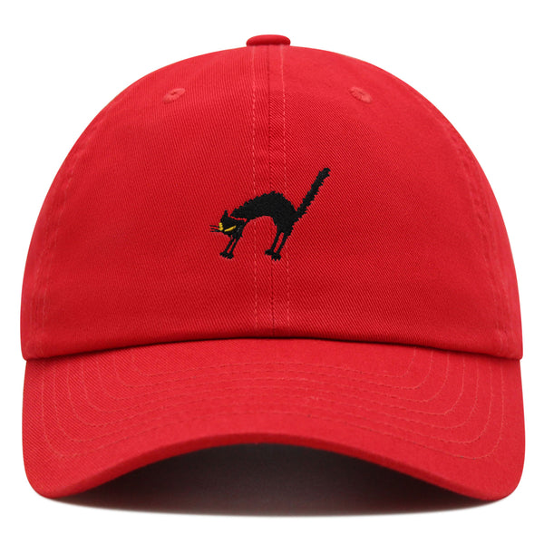 Scared Cat Premium Dad Hat Embroidered Baseball Cap Black Cat