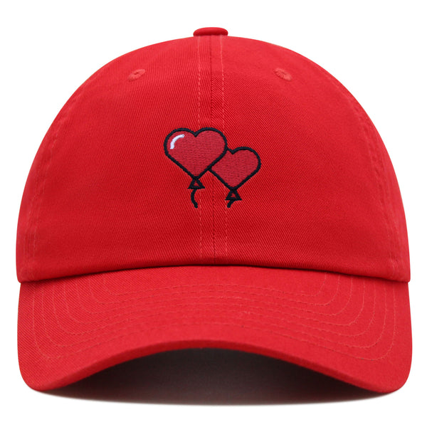 Heart Balloon Premium Dad Hat Embroidered Baseball Cap Red Ballon