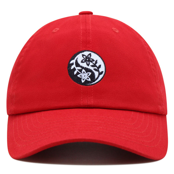 Flower Ying Yang Premium Dad Hat Embroidered Cotton Baseball Cap Symbol