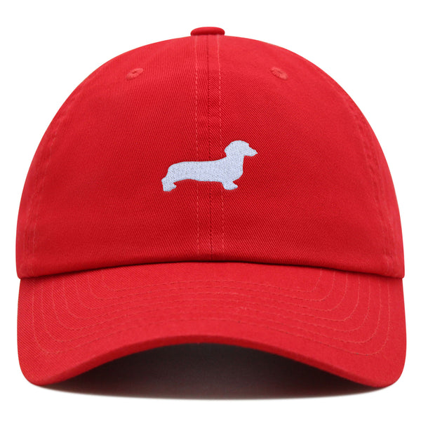 Dachshund Silhouette Premium Dad Hat Embroidered Cotton Baseball Cap Outline