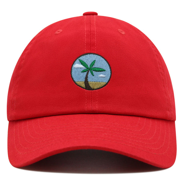 Oasis Palm Tree Premium Dad Hat Embroidered Cotton Baseball Cap