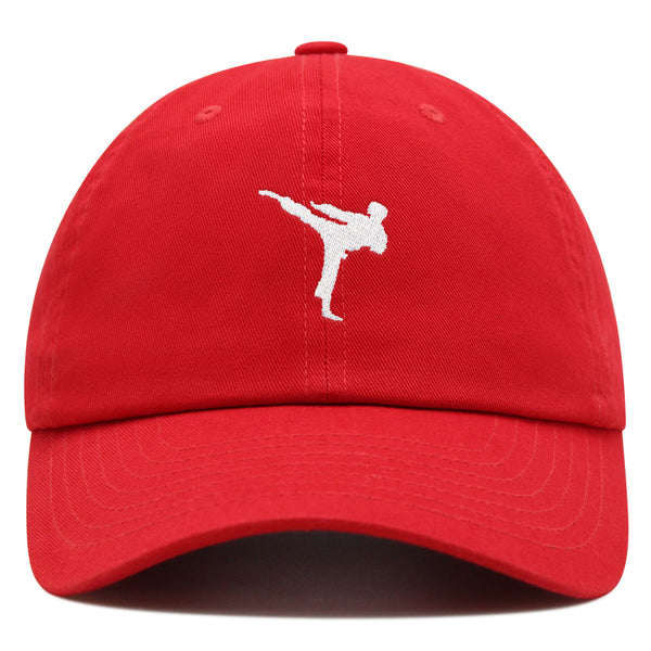 Martial Art Silhouette Premium Dad Hat Embroidered Cotton Baseball Cap Tae Kwon Do