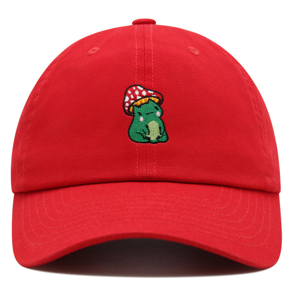 Cute Frog Mushroom Premium Dad Hat Embroidered Cotton Baseball Cap Cute Froggy