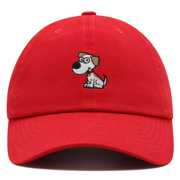 Dog with Red Collar Premium Dad Hat Embroidered Cotton Baseball Cap Cartoon Puppy