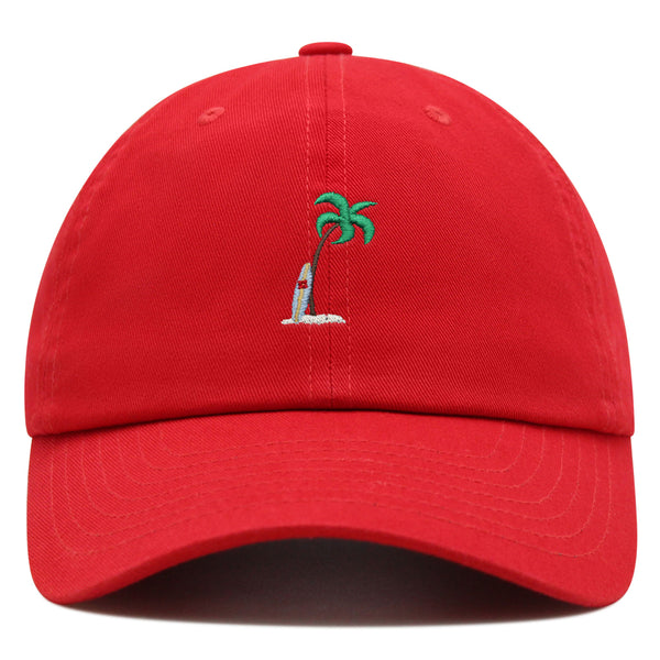 Palm Tree Surfing Premium Dad Hat Embroidered Cotton Baseball Cap Surf Board Ocean