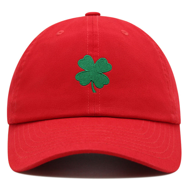 Green Clover Premium Dad Hat Embroidered Cotton Baseball Cap Four Leaf