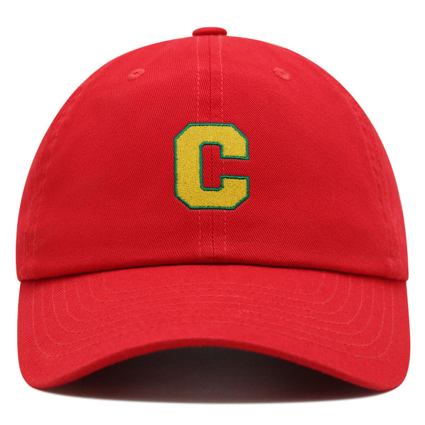 Initial C College Letter Premium Dad Hat Embroidered Cotton Baseball Cap Yellow Alphabet