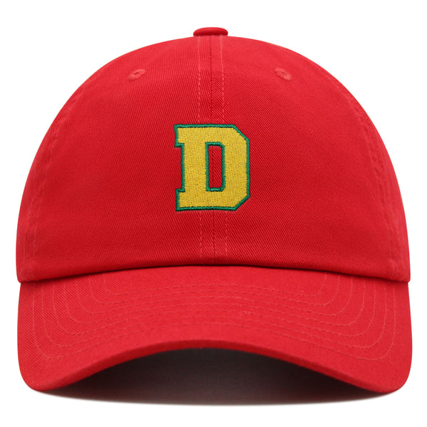 Initial D College Letter Premium Dad Hat Embroidered Cotton Baseball Cap Yellow Alphabet