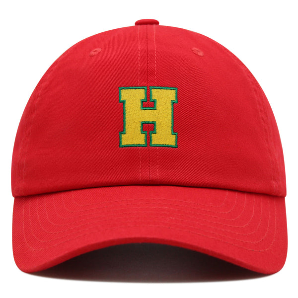 Initial H College Letter Premium Dad Hat Embroidered Cotton Baseball Cap Yellow Alphabet