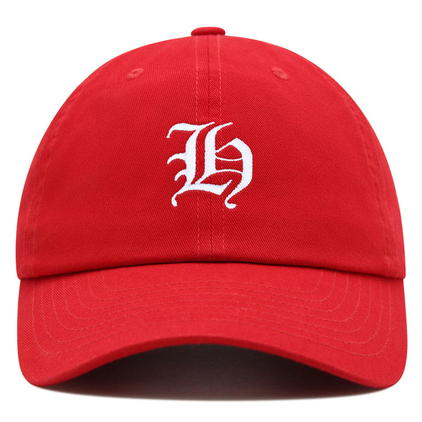 Old English Letter H Premium Dad Hat Embroidered Cotton Baseball Cap English Alphabet