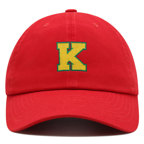 Initial K College Letter Premium Dad Hat Embroidered Cotton Baseball Cap Yellow Alphabet