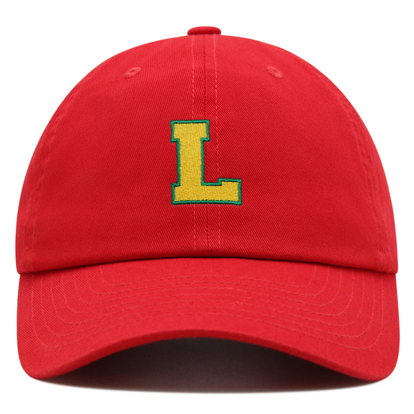 Initial L College Letter Premium Dad Hat Embroidered Cotton Baseball Cap Yellow Alphabet