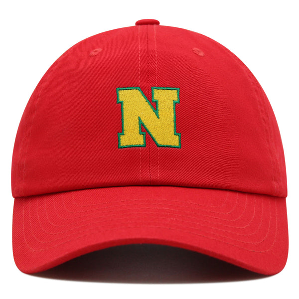 Initial N College Letter Premium Dad Hat Embroidered Cotton Baseball Cap Yellow Alphabet