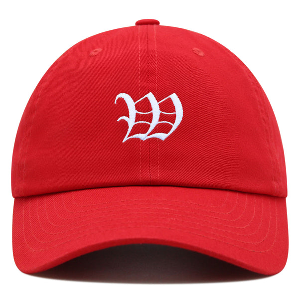 Old English Letter W Premium Dad Hat Embroidered Cotton Baseball Cap English Alphabet