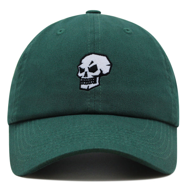 Skull Side View Premium Dad Hat Embroidered Baseball Cap Grunge