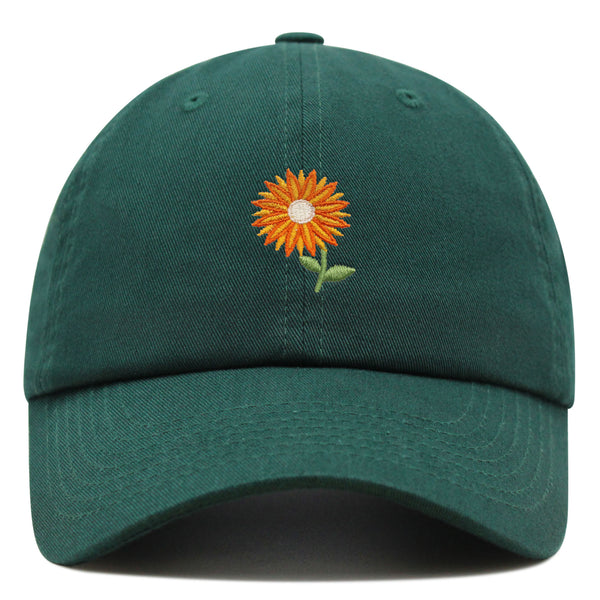 Orange Flower Premium Dad Hat Embroidered Baseball Cap Floral