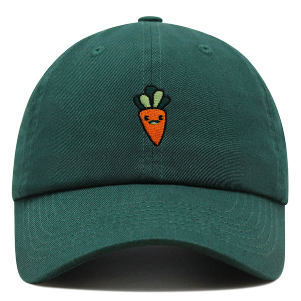 Smiling Carrot Premium Dad Hat Embroidered Baseball Cap Vegetable Vegan