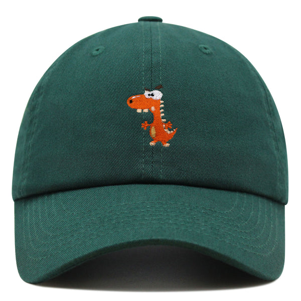 Funny Orange Dinosaur Premium Dad Hat Embroidered Baseball Cap  Funny Dino