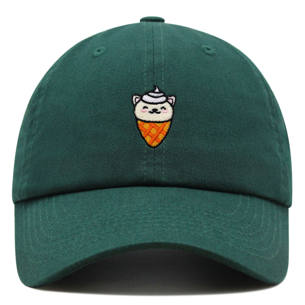 Ice Cream Cat Premium Dad Hat Embroidered Baseball Cap Ice Cream Foodie